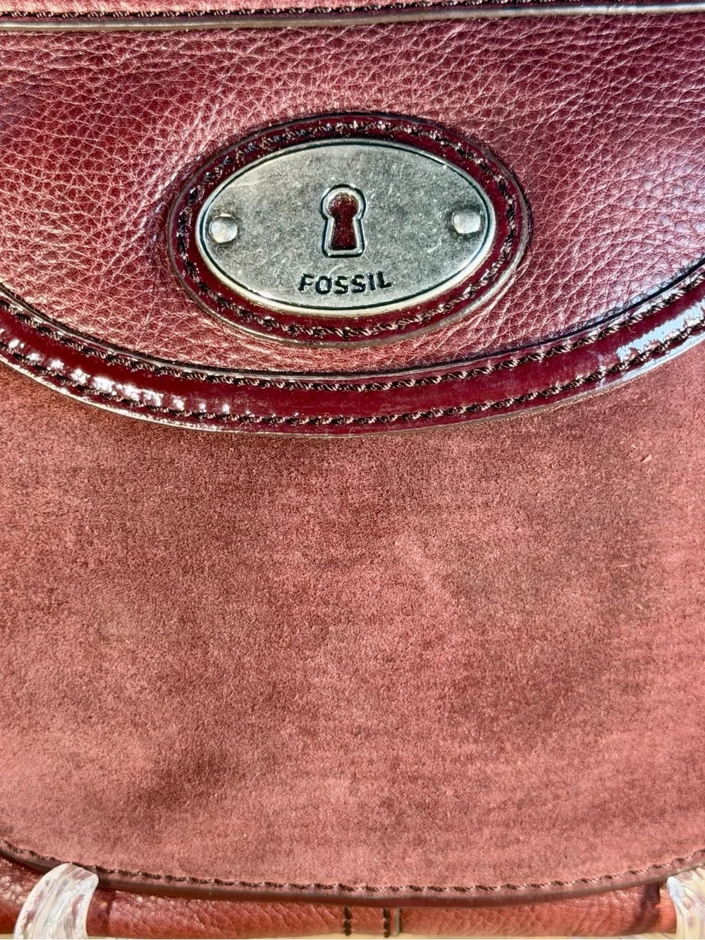 Fossil Burgundy Leather & Suede Crossbody